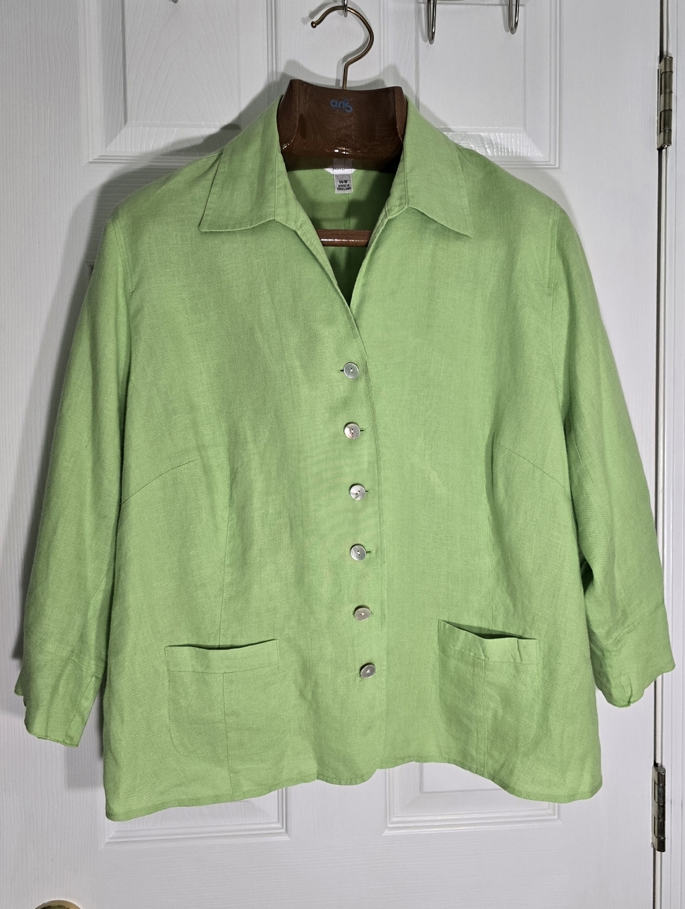 Talbots Woman Lime Green Irish Linen Shirt Jacket Soft Girl Cottagecore